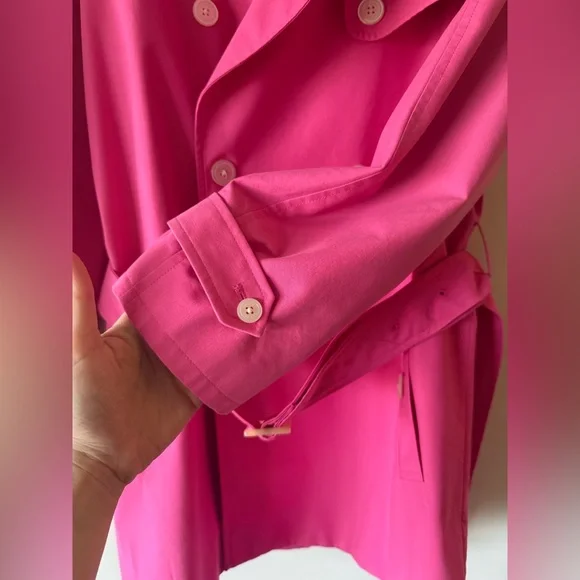 Chaps Pink Trench Coat with Belted Waist - Picture 5 of 5